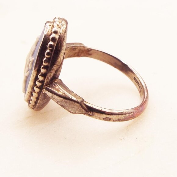 WEDGWOOD JW STERLING ANGEL MOTHER & CHILD JASPERWARE OVAL SZ. 7.25 RING 18 - Picture 2 of 4